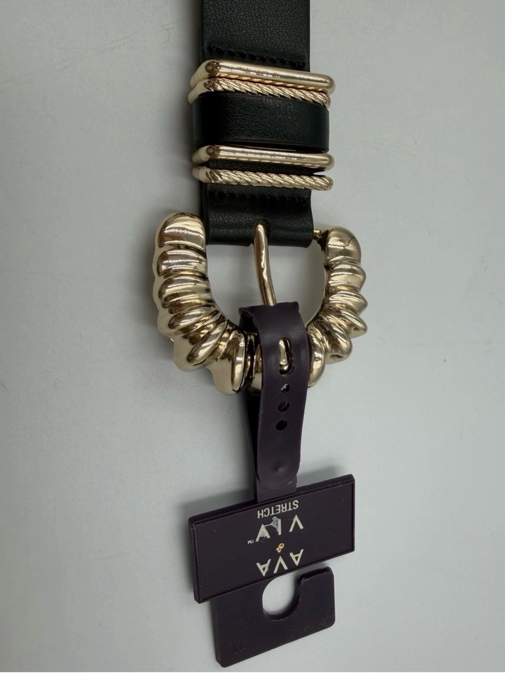 NWT Ava & Viv Black Belt with Gold Decorative Buckle W/Loop Plus Size 3X - Picture 4 of 11